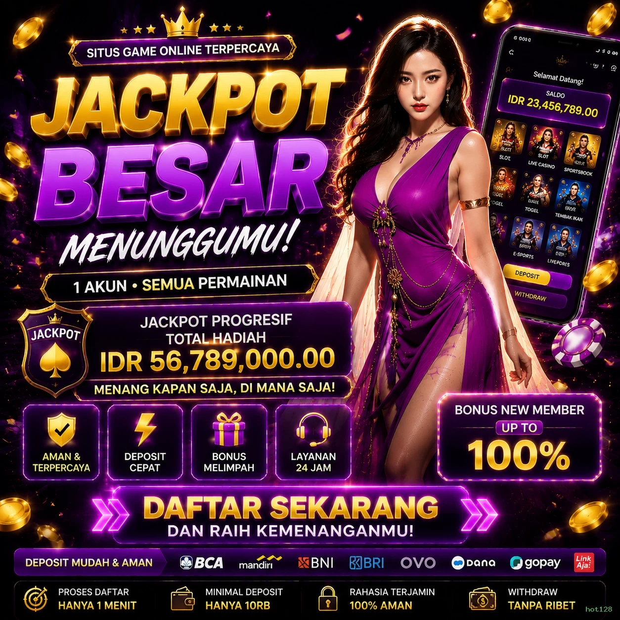 Galeri pratinjau visual hot128 build APK resmi terbaru